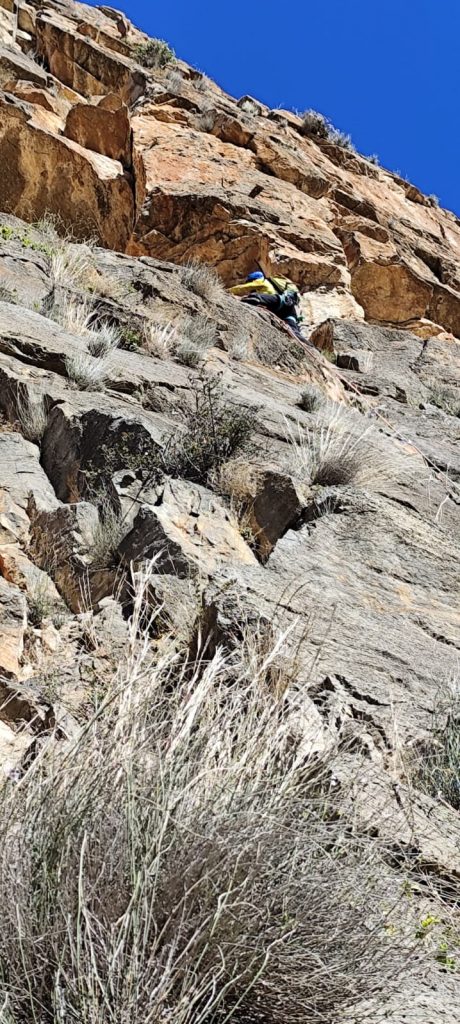 Final del segundo largo pilier central en el rincon de bonanza