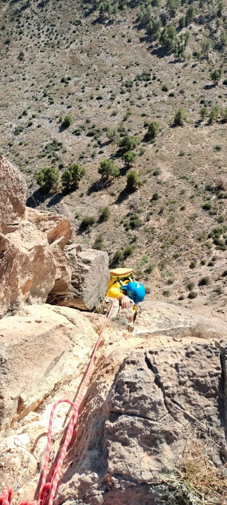 Ultimo paso de la via Pilier Central en el Rincon de Bonanza.